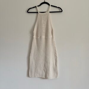 ZARA Cream Ribbed Knit Dress | Halter Neck | Summer Style
